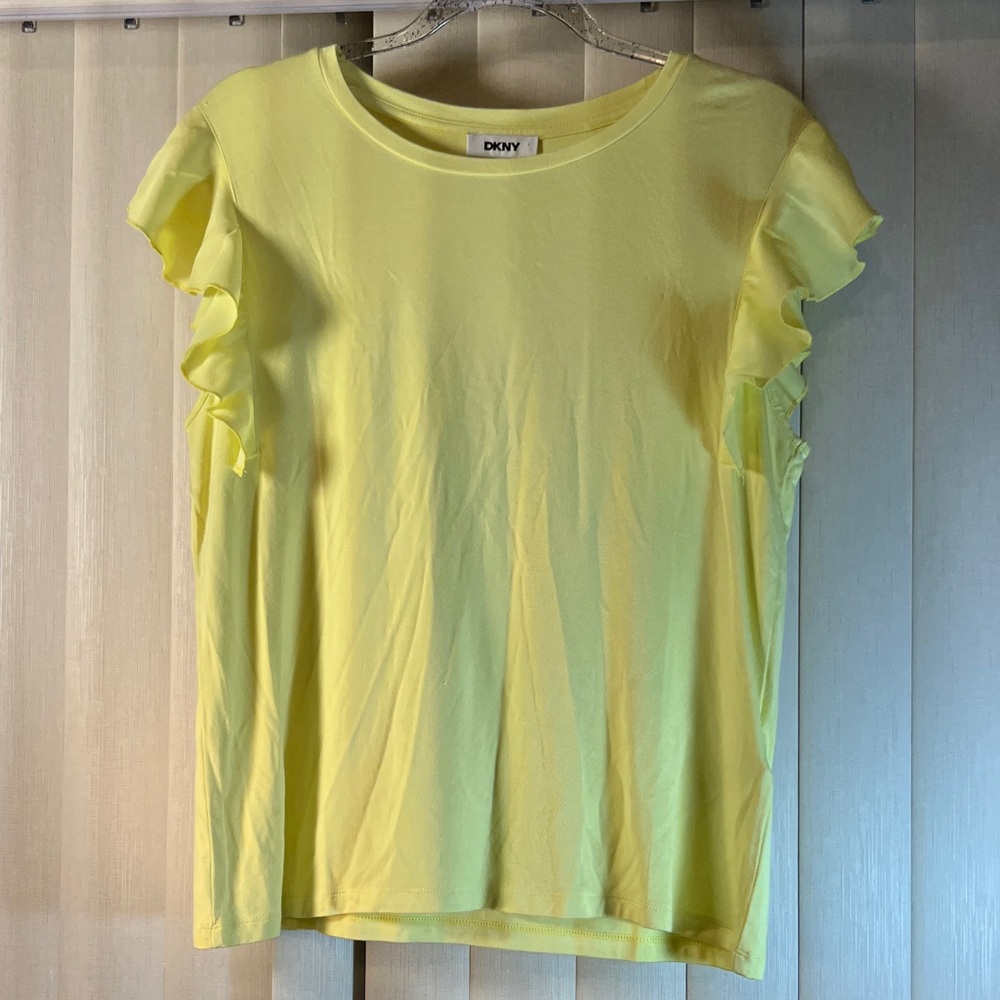 DKNY Yellow Ruffle Sleeve Blouse